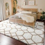Boho Chic Fluffy Area Rug, 5x8, Neutral