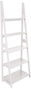 5-Tier White Ladder Bookshelf Organizer