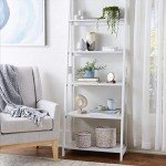 5-Tier White Ladder Bookshelf Organizer