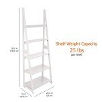 5-Tier White Ladder Bookshelf Organizer