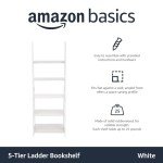 5-Tier White Ladder Bookshelf Organizer