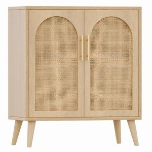 Rovaurx Rattan Storage Cabinet with Doors