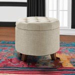 Beige Ottoman Storage Footstool - 51 x 51 x 43 cm