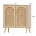 Rovaurx Rattan Storage Cabinet with Doors