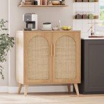 Rovaurx Rattan Storage Cabinet with Doors