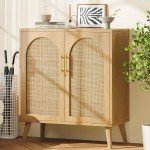 Rovaurx Rattan Storage Cabinet with Doors