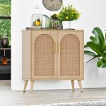 Rovaurx Rattan Storage Cabinet with Doors