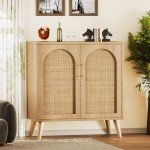 Rovaurx Rattan Storage Cabinet with Doors