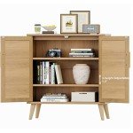 Rovaurx Rattan Storage Cabinet with Doors