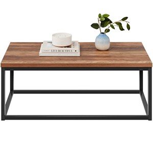Modern Industrial Rectangular Wood Grain Coffee Table