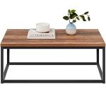 Modern Industrial Rectangular Wood Grain Coffee Table