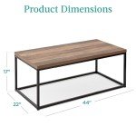 Modern Industrial Rectangular Wood Grain Coffee Table