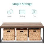 Modern Industrial Rectangular Wood Grain Coffee Table