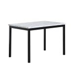 Off-White Faux Marble Top Metal Dining Table