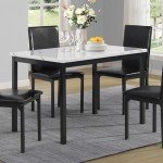 Off-White Faux Marble Top Metal Dining Table