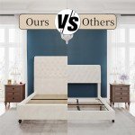 King Upholstered Platform Bed Frame with Sleigh Headboard