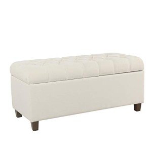 Tufted Ainsley Button Storage Ottoman Bench - Cream