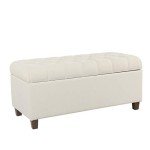 Tufted Ainsley Button Storage Ottoman Bench - Cream