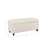 Tufted Ainsley Button Storage Ottoman Bench - Cream