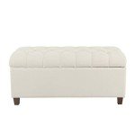 Tufted Ainsley Button Storage Ottoman Bench - Cream