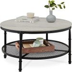 Rustic Industrial 2-Tier Round Coffee Table