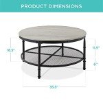 Rustic Industrial 2-Tier Round Coffee Table