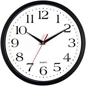 Silent Non-Ticking Black Wall Clock 12 Inch