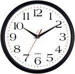 Silent Non-Ticking Black Wall Clock 12 Inch