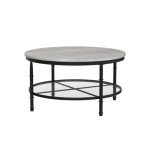 Rustic Industrial 2-Tier Round Coffee Table