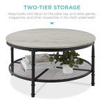 Rustic Industrial 2-Tier Round Coffee Table