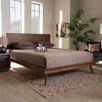 Queen Platform Bed in Ash Walnut Finish