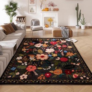 Boho Floral Non-Slip Living Room Area Rug 5x7