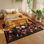 Boho Floral Non-Slip Living Room Area Rug 5x7
