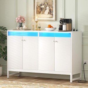 Aheaplus LED Sideboard Buffet Cabinet with Power Outlet