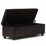 SIMPLIHOME Avalon 48" Rectangle Storage Ottoman Bench