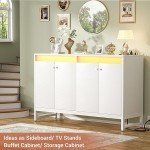 Aheaplus LED Sideboard Buffet Cabinet with Power Outlet
