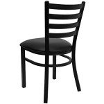 Set of 2 Black Metal Ladder Back Dining Chairs