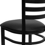Set of 2 Black Metal Ladder Back Dining Chairs