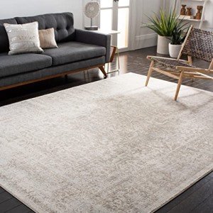 Ivory & Taupe Distressed Oriental Area Rug 9' x 12