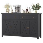 Stylish Black Sideboard Buffet Cabinet with Storage