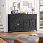 Stylish Black Sideboard Buffet Cabinet with Storage