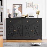 Stylish Black Sideboard Buffet Cabinet with Storage