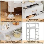 White Nightstand with 3 Drawers and Shelf