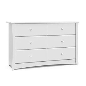 Stork Craft Crescent White 6-Drawer Dresser