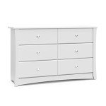 Stork Craft Crescent White 6-Drawer Dresser