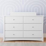 Stork Craft Crescent White 6-Drawer Dresser