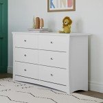 Stork Craft Crescent White 6-Drawer Dresser
