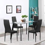 Set of 4 Black Leather Dining Chairs