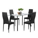 Set of 4 Black Leather Dining Chairs