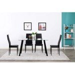 Set of 4 Black Leather Dining Chairs